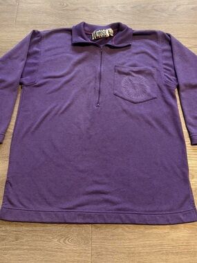Vintage Forenza Purple 1/4 Zip Pullover Sweatshirt Medium Embossed Pocket